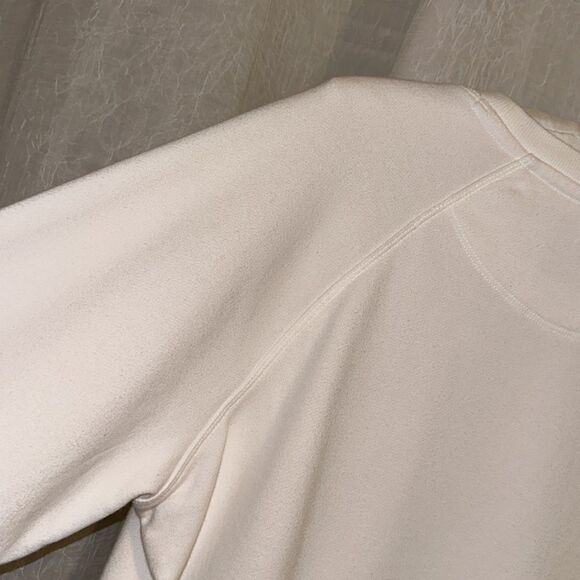 Champion M White Crewneck French Terry Cloth Inner Pullover Crop Sweatshirt - Picture 8 of 11